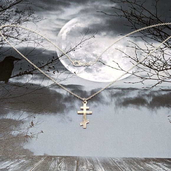 Silver Byzantine Orthodox Cross Necklace - Picture 2 of 2